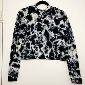 Kyodan Lounge Black Tie Dye Crop Hoodie, size Small